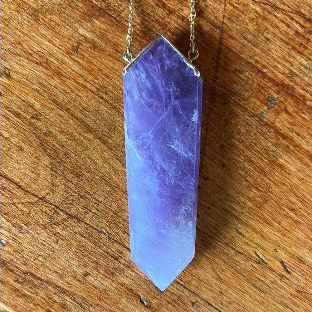Amethyst Crystal Pendant Gold Plated Necklace